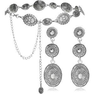 Western Concho Belt for Woman Vintage Style Plus Cowgirl Earrings